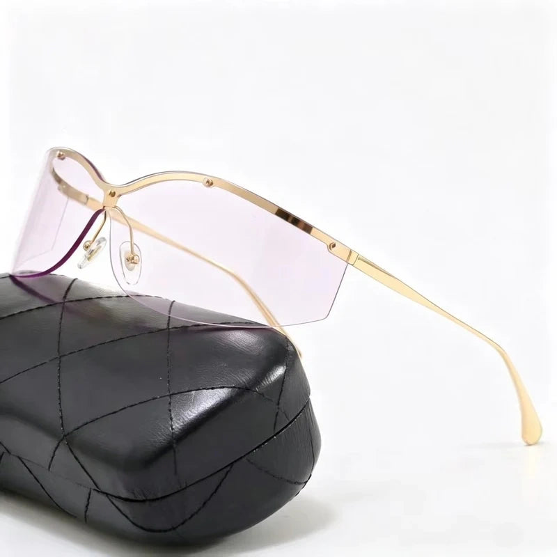 Retro integrated curved lens sunglasses E1435