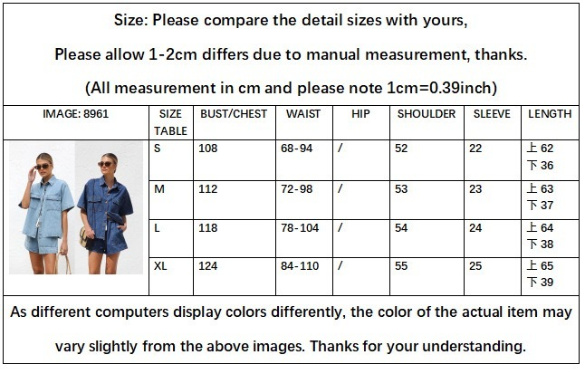 Casual loose pocket short sleeved shirt shorts set E184