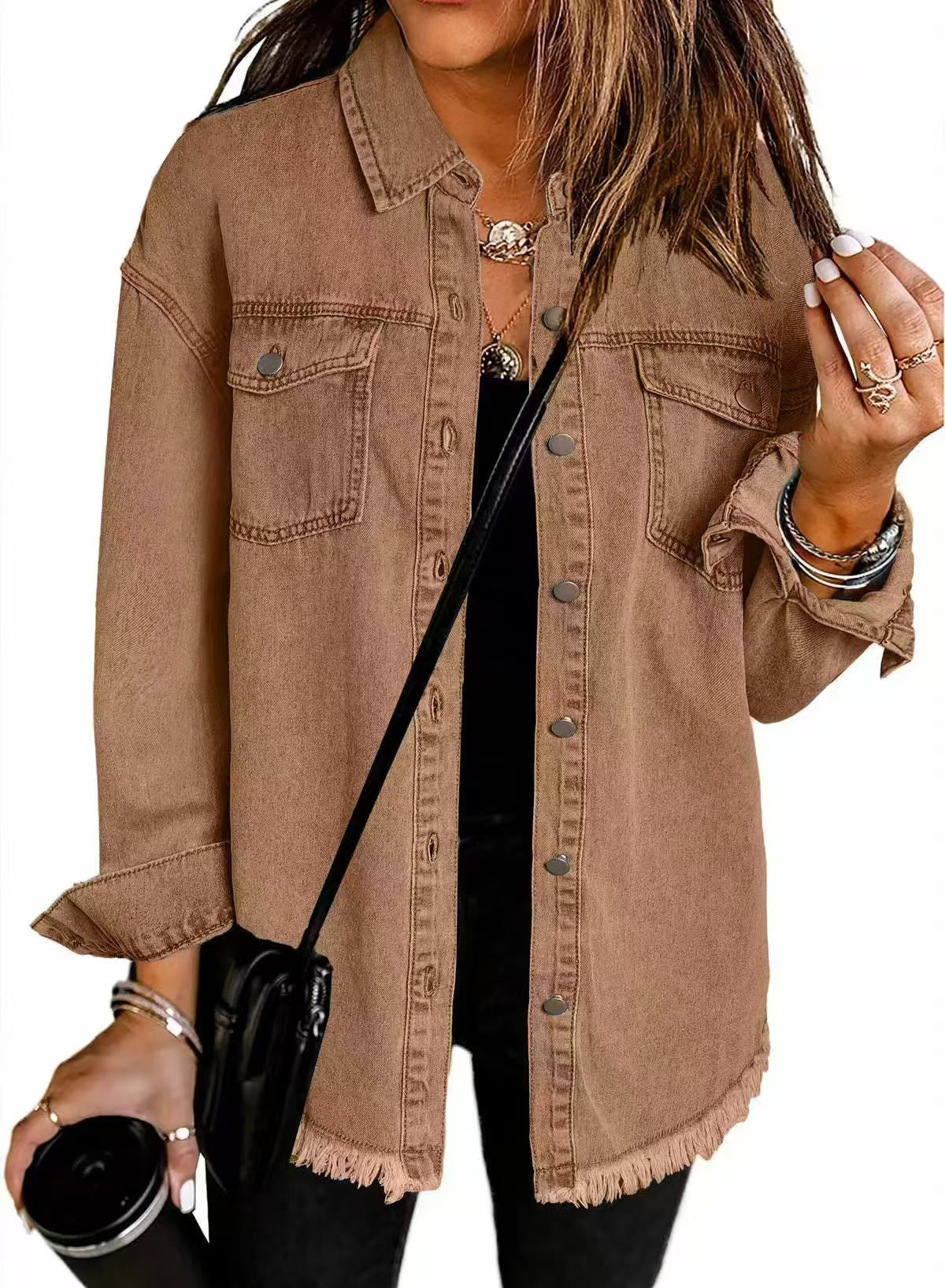 Coat button worn hem jacket  E610