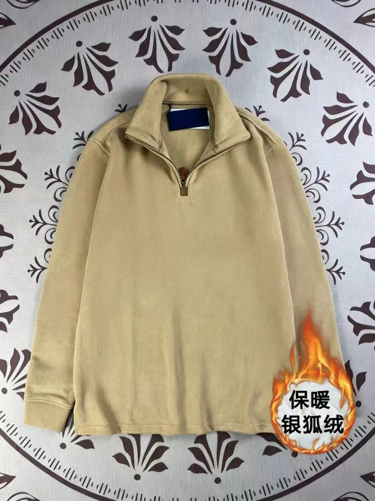 Half zip lapel retro loose hoodie  E753