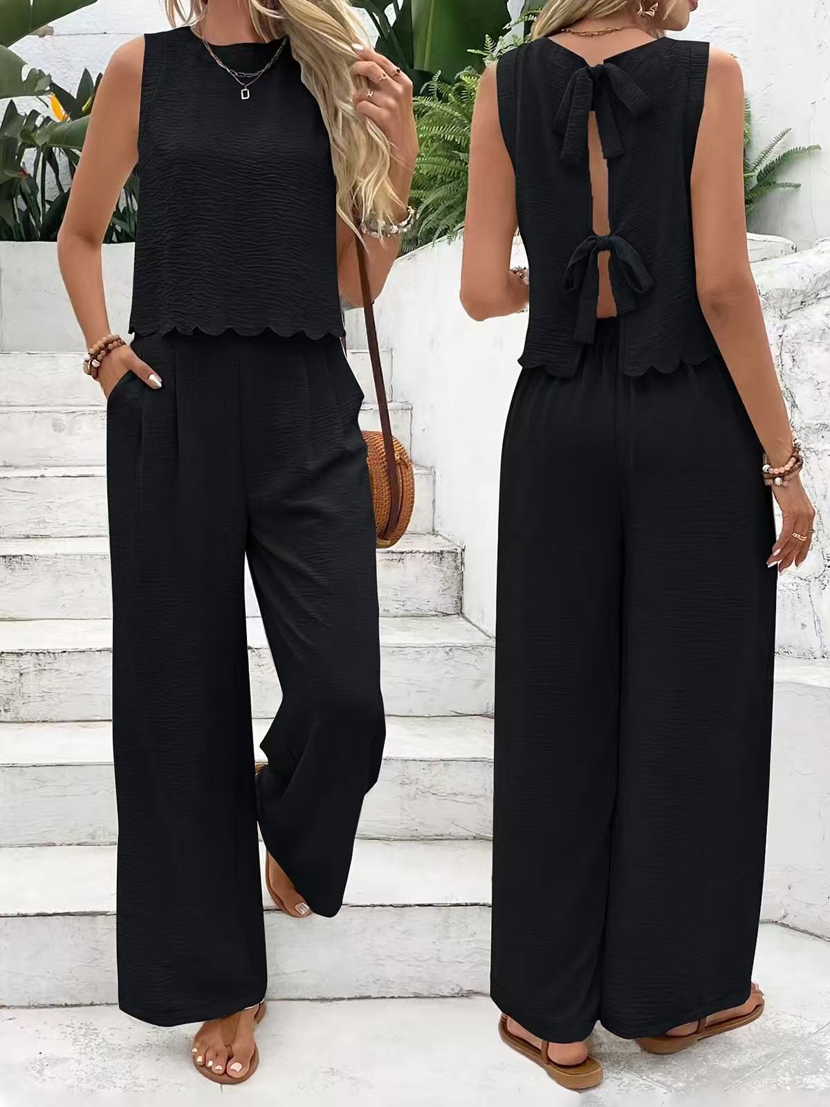 Sleeveless vest casual pants set  E1361