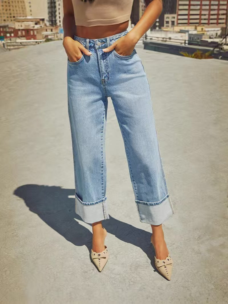 High waisted wide leg loose jeans -GYYF E745