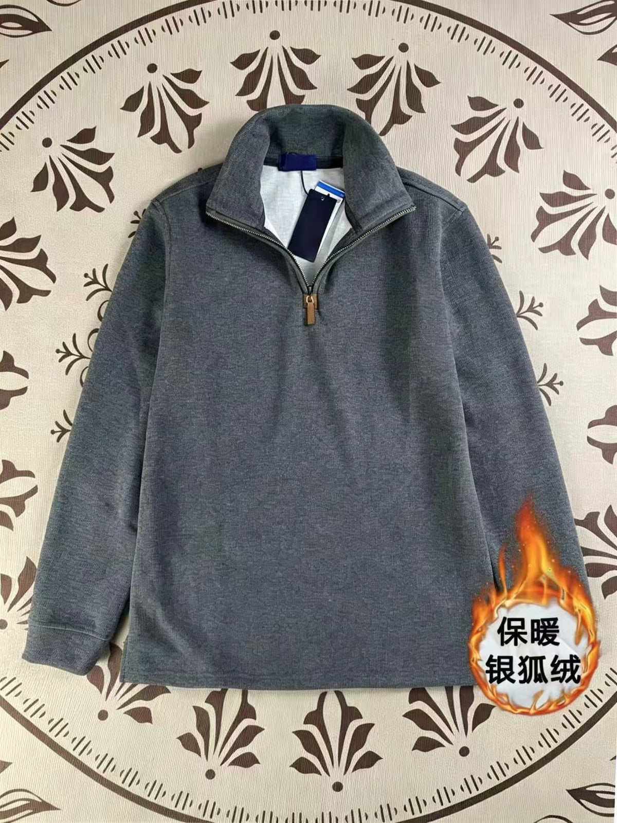 Half zip lapel retro loose hoodie  E753