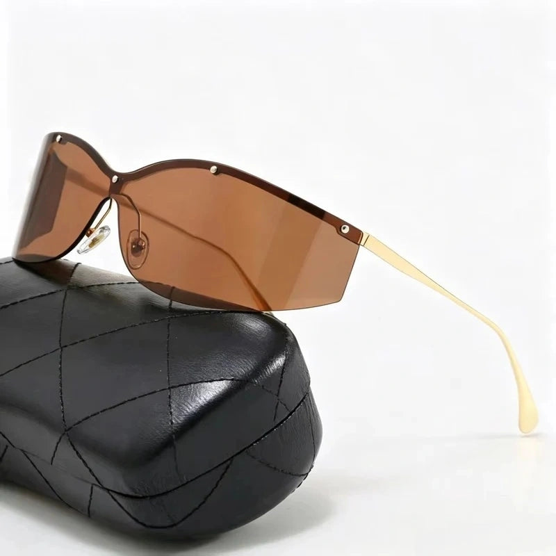 Retro integrated curved lens sunglasses  E1435