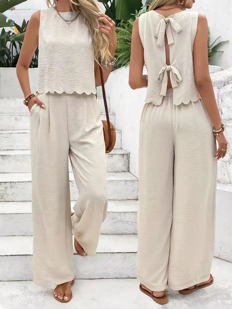 Sleeveless vest casual pants set  E1361
