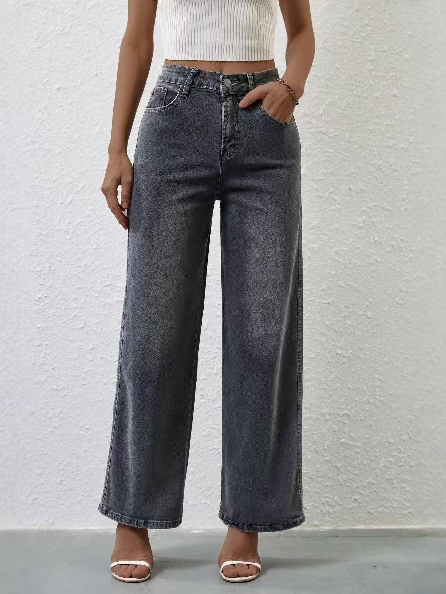 High waisted loose casual women's jeans E746