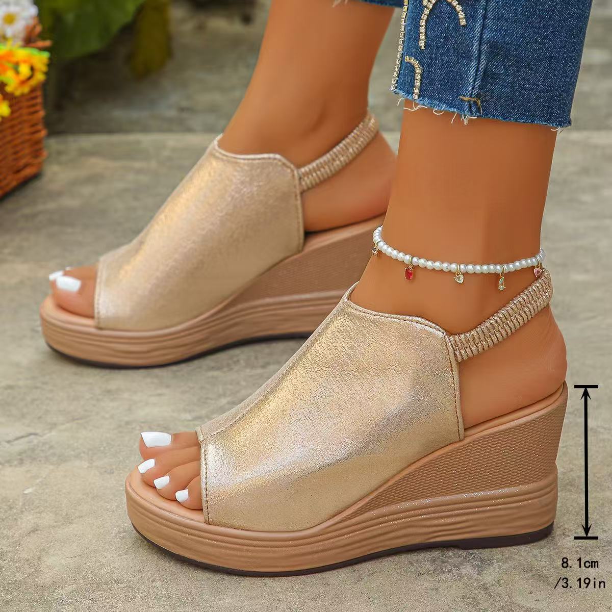 Ladies' high heels summer sandals with thick soles E1353