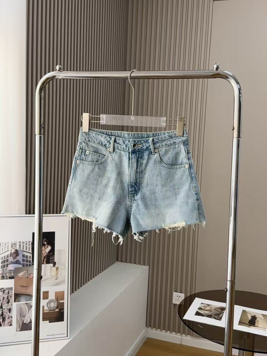 High waisted casual denim shorts  E1375