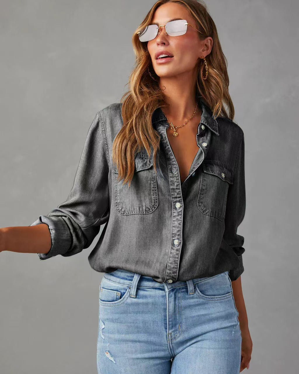 Simple and versatile shirtdaily top    E261