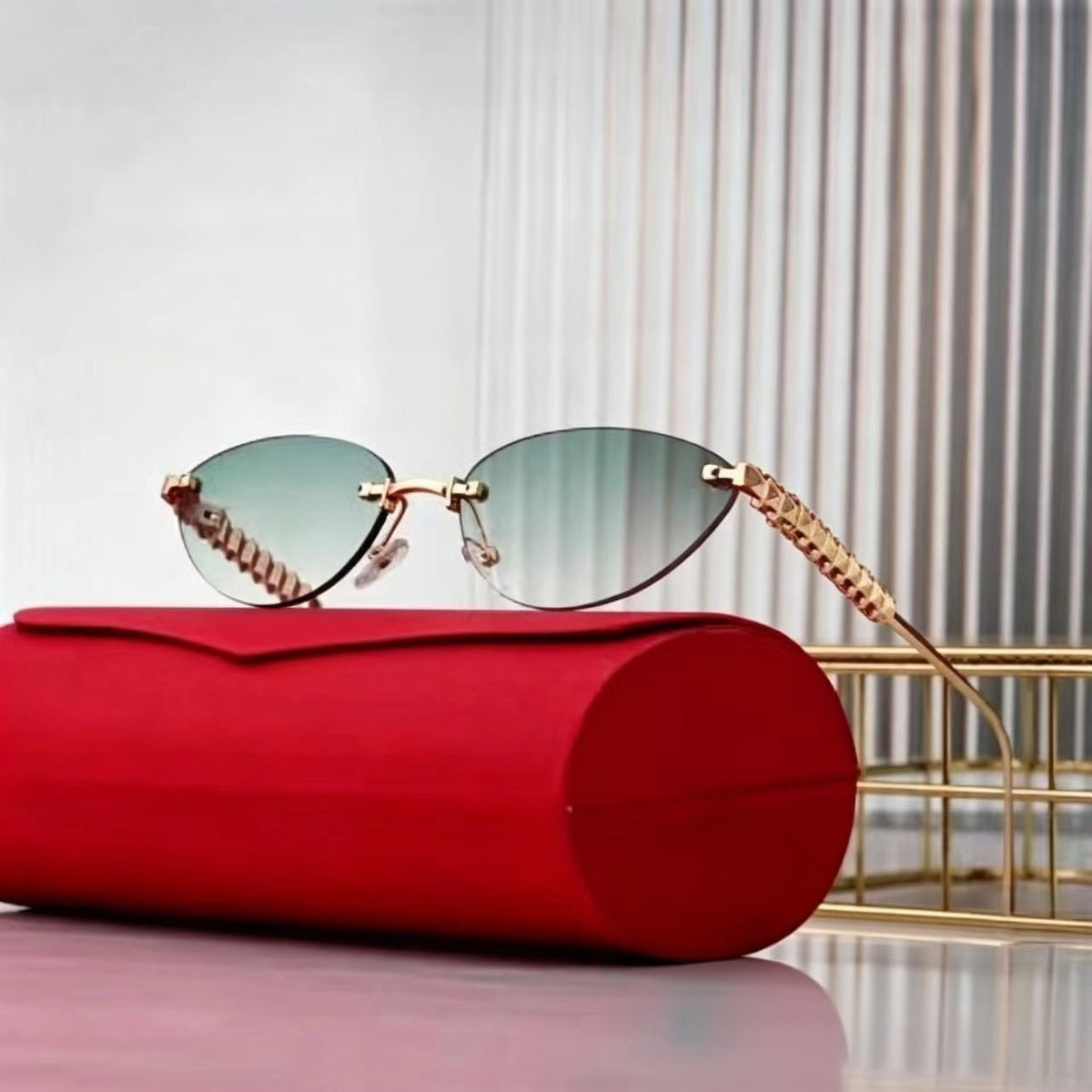 Borderless cat eyes popular sunglasses   E1240
