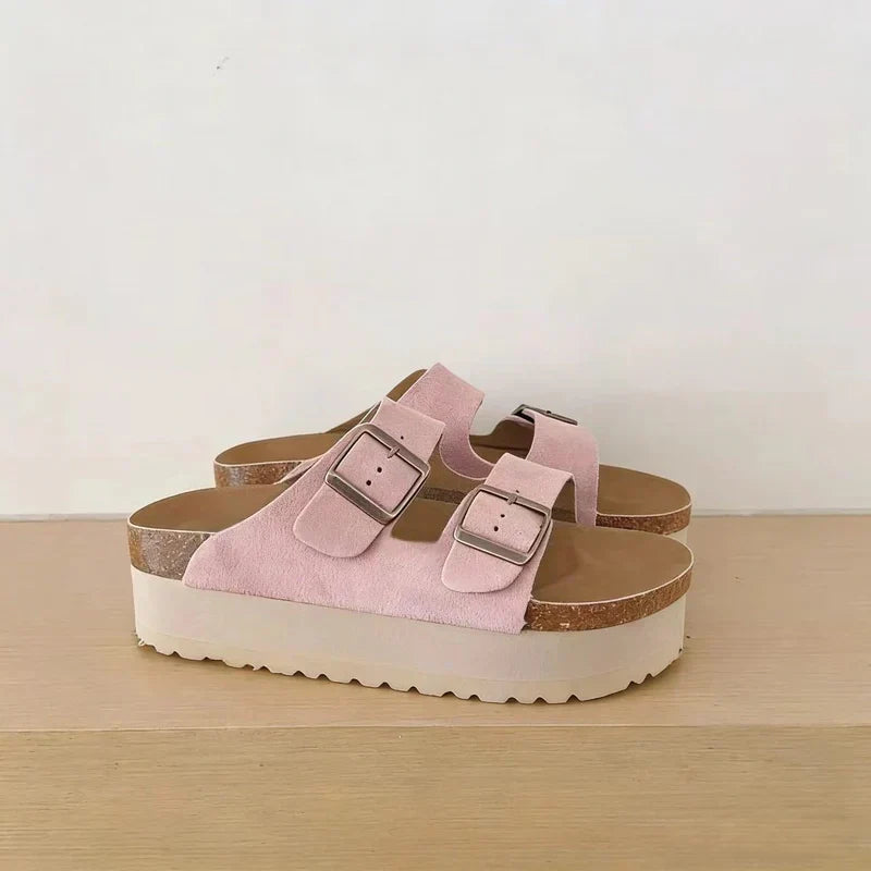 Thick soled sandals without heels for outdoor wear, summer trend  E1084