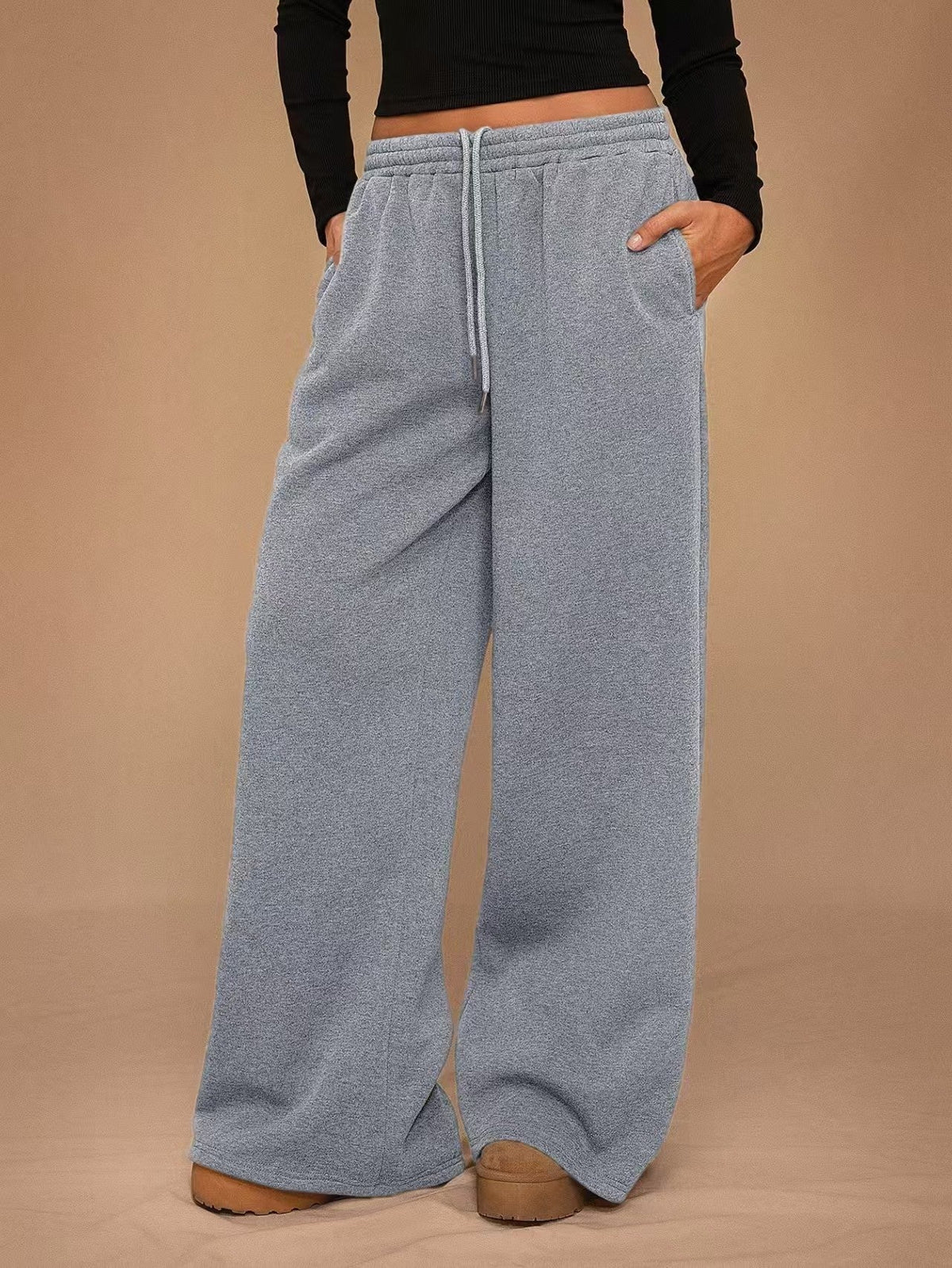 Wide leg loose solid color pants  E1405