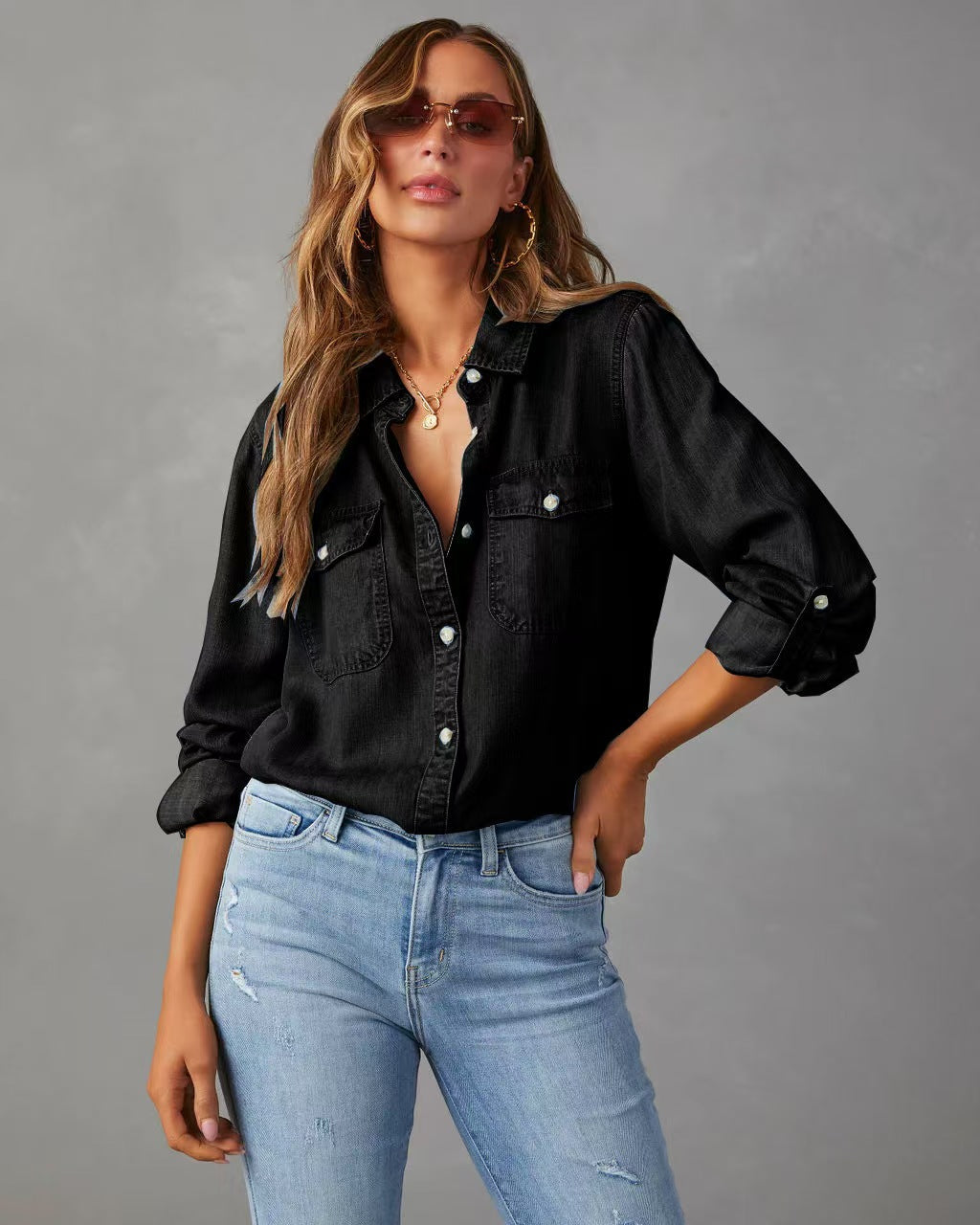 Simple and versatile shirtdaily top    E261