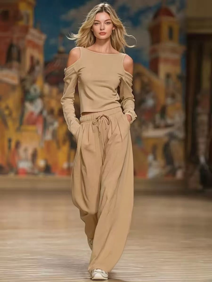 Casual Fashion Pants Off Shoulder Set  E1449