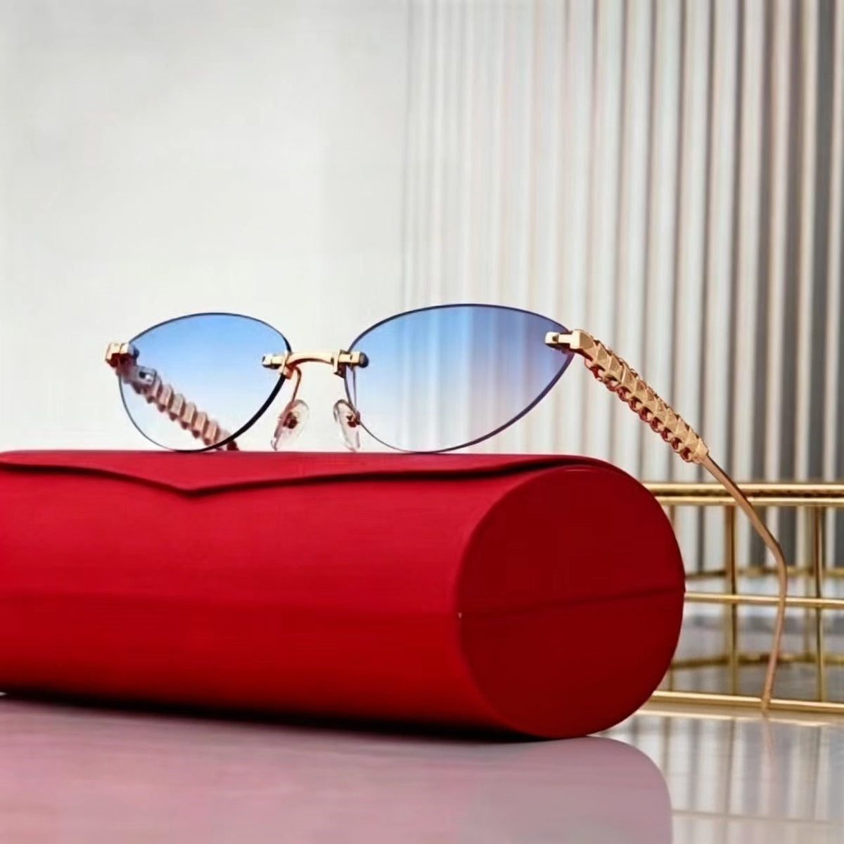 Borderless cat eyes popular sunglasses   E1240