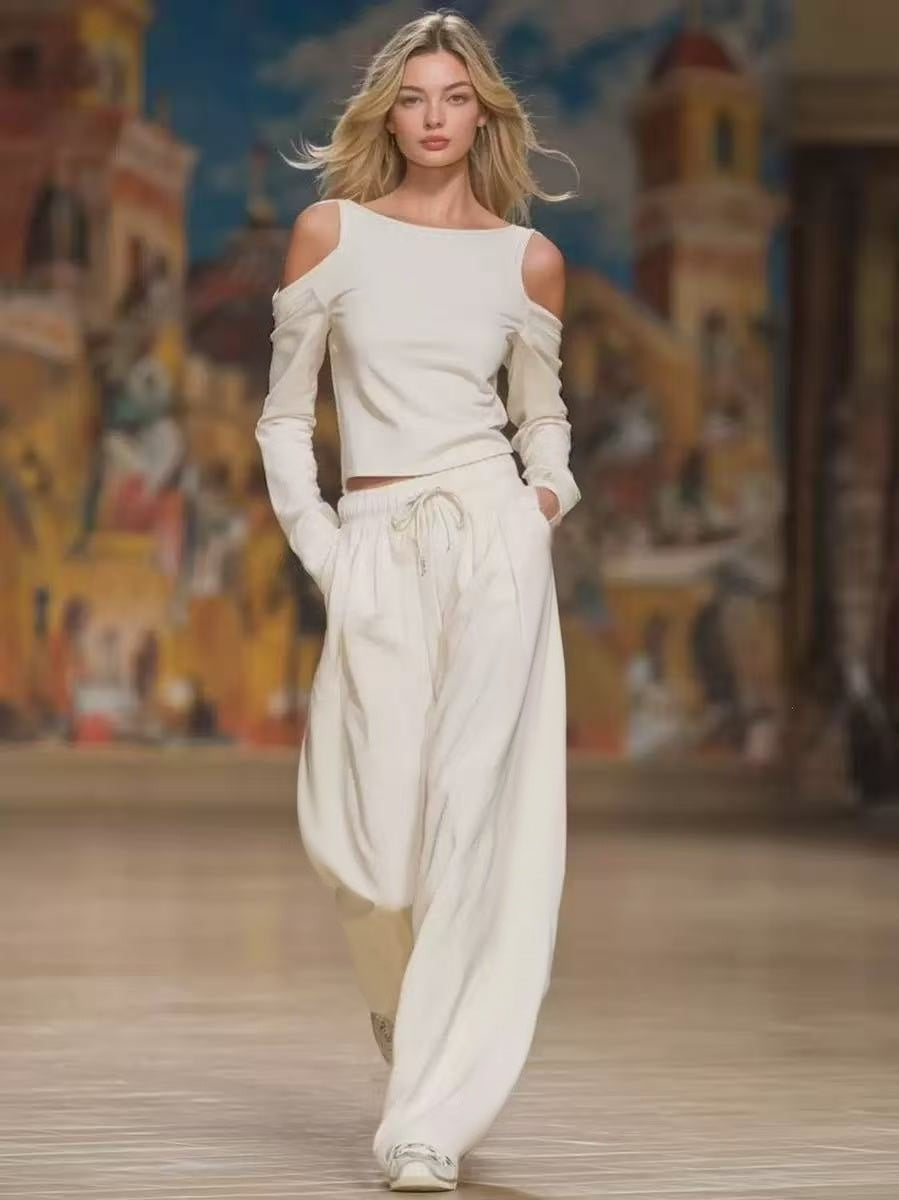 Casual Fashion Pants Off Shoulder Set  E1449