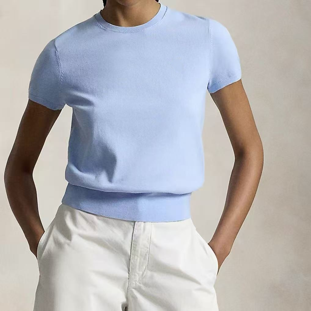 Knitted short sleeved slim fit versatile  E1429