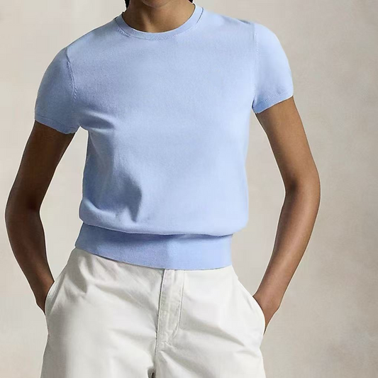 Knitted short sleeved slim fit versatile  E1429