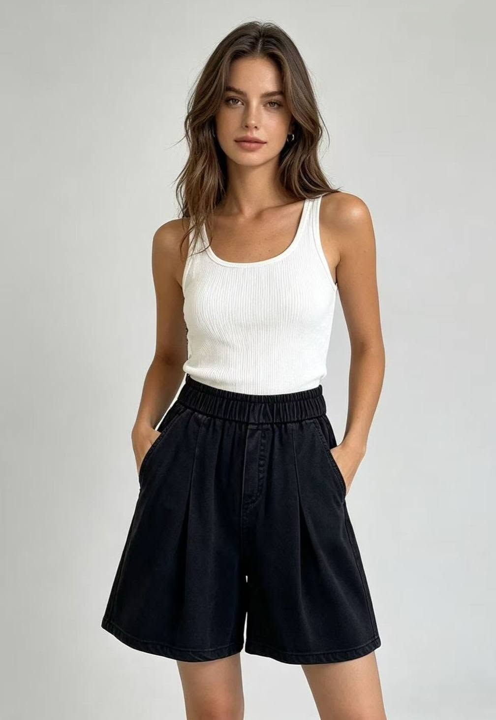 Casual denim loose shorts  E1291