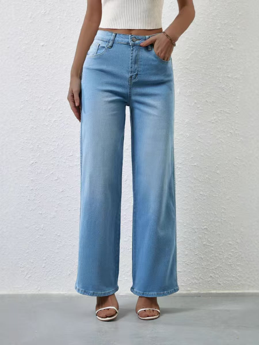 High waisted loose casual women's jeans E746
