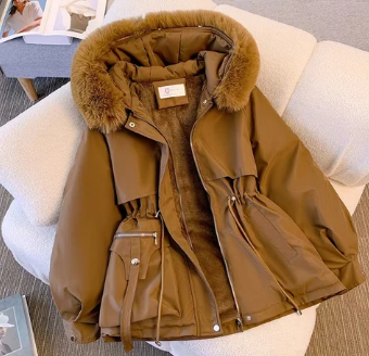 Winter Parker hooded jacket with drawstring coat  E358