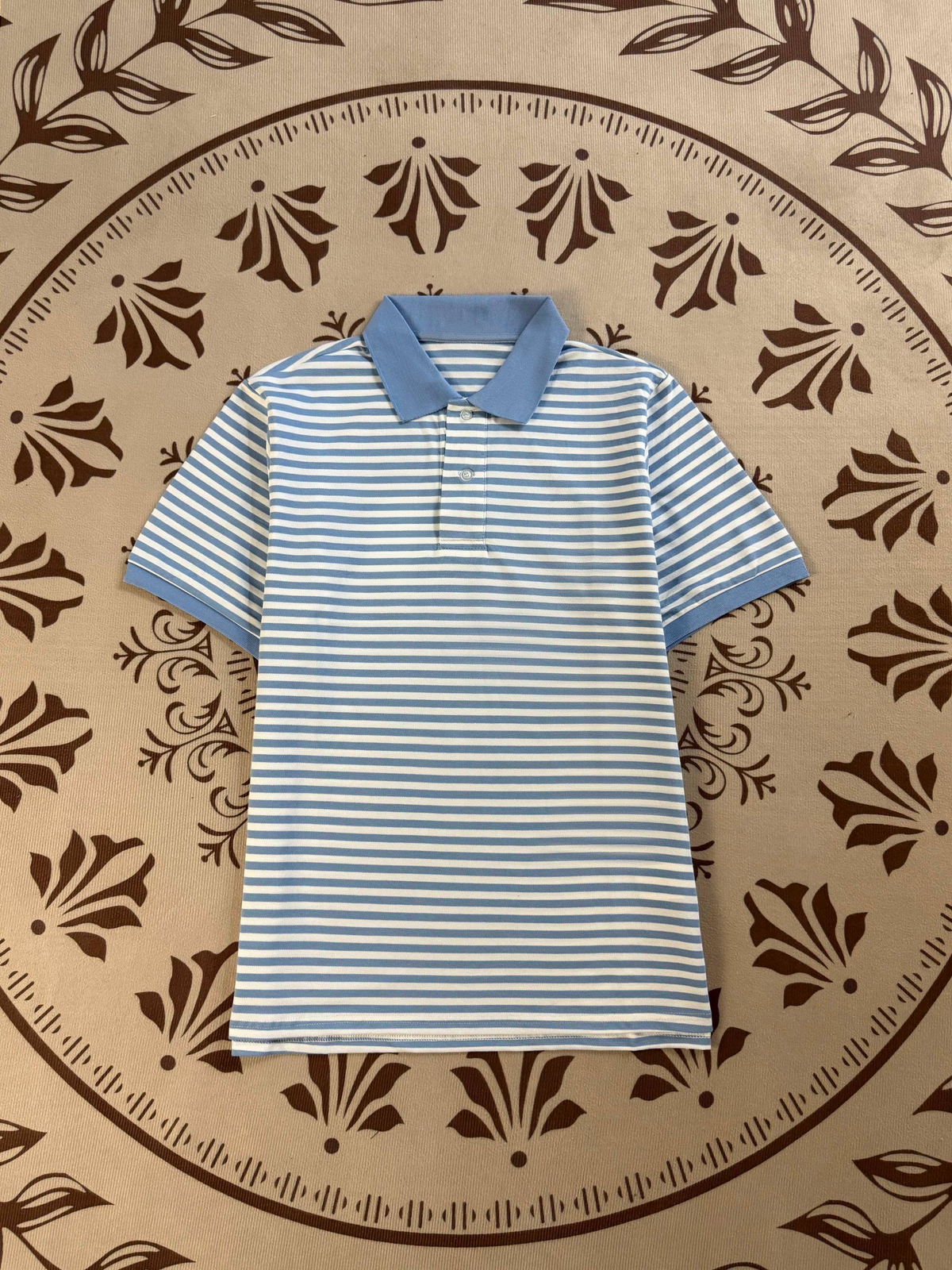 Collar striped short sleeved versatile  E1419