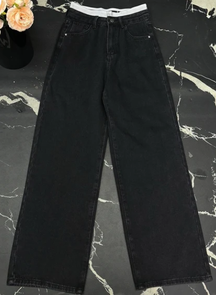 High waisted, loose and wide leg  jeans  E853